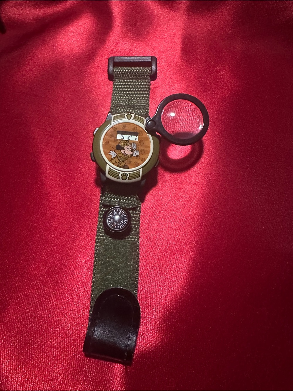 Disney Olive Green Kids' Adventure Wristband Watch with Magnifier